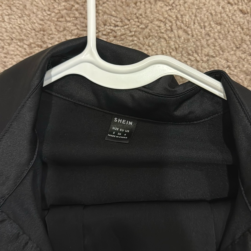 Shein Black Satin Pants and Button up - Picture 2 of 4